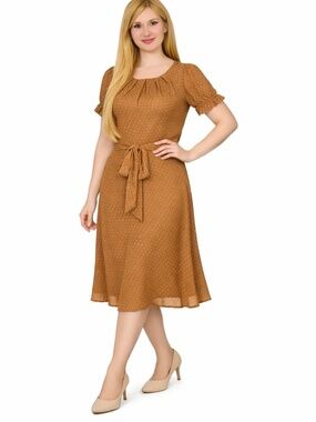 NY Collection Womens Petites Chiffon Knee-Length MIDI Dress Size S /P/NWT